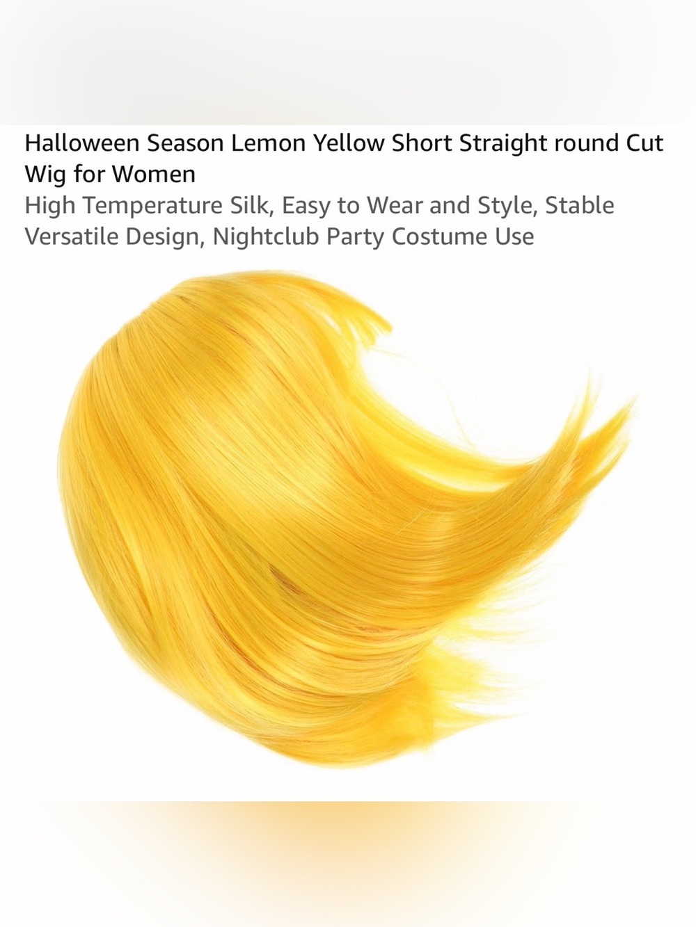 Lemon Yellow Short Straight Women's Wig - Fashion Hairpiece